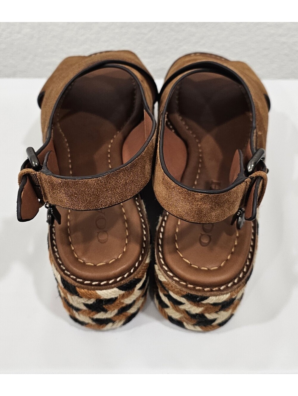COACH Women's Suede Platform Wedge Sandals Brown Size US 6 B - Picture 9 of 15
